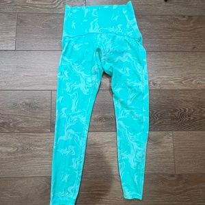 Gymshark Waist Support Women's Leggings, Size Medium, Bright Turquoise Print